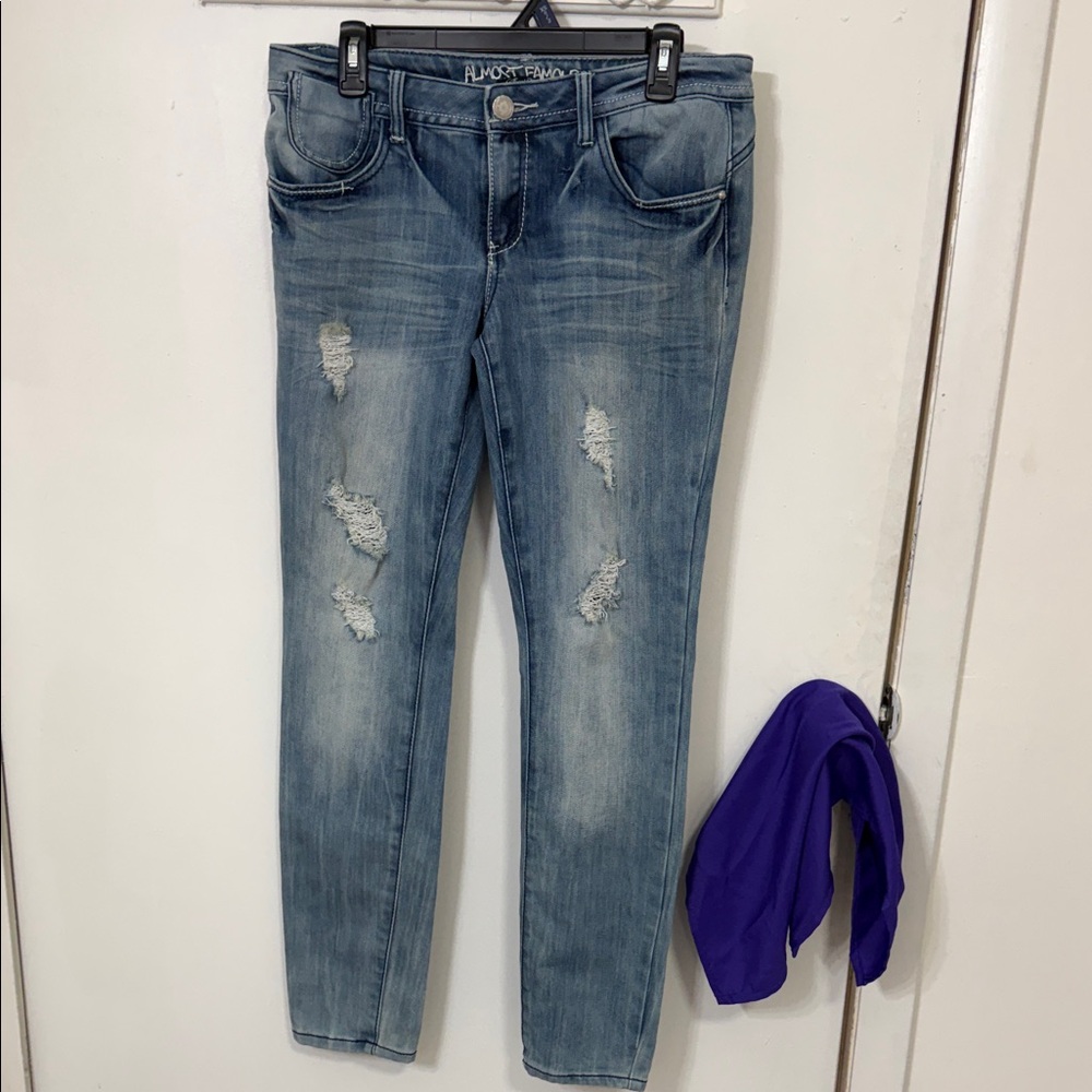 Almost Famous Light Blue Distressed Skinny Jeans